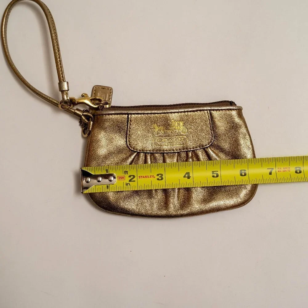 Coach Y2K Gold Leather Wristlet - Picture 12 of 13